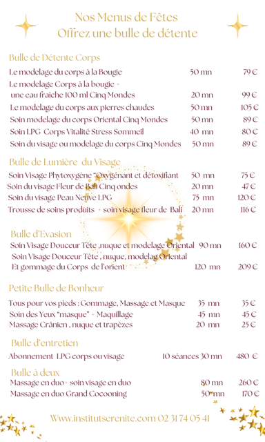 menus en fete de noel bon cadeau noel bulle de détente bon cadeau cheque cadeau massage corps massage soin du visage détente bien être douvres la delivrande pres de caen douvres la delivrande pres de caen normandie normandie